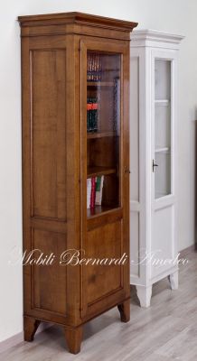 Vetrina libreria realizzata in legno massello di noce ad 1 anta